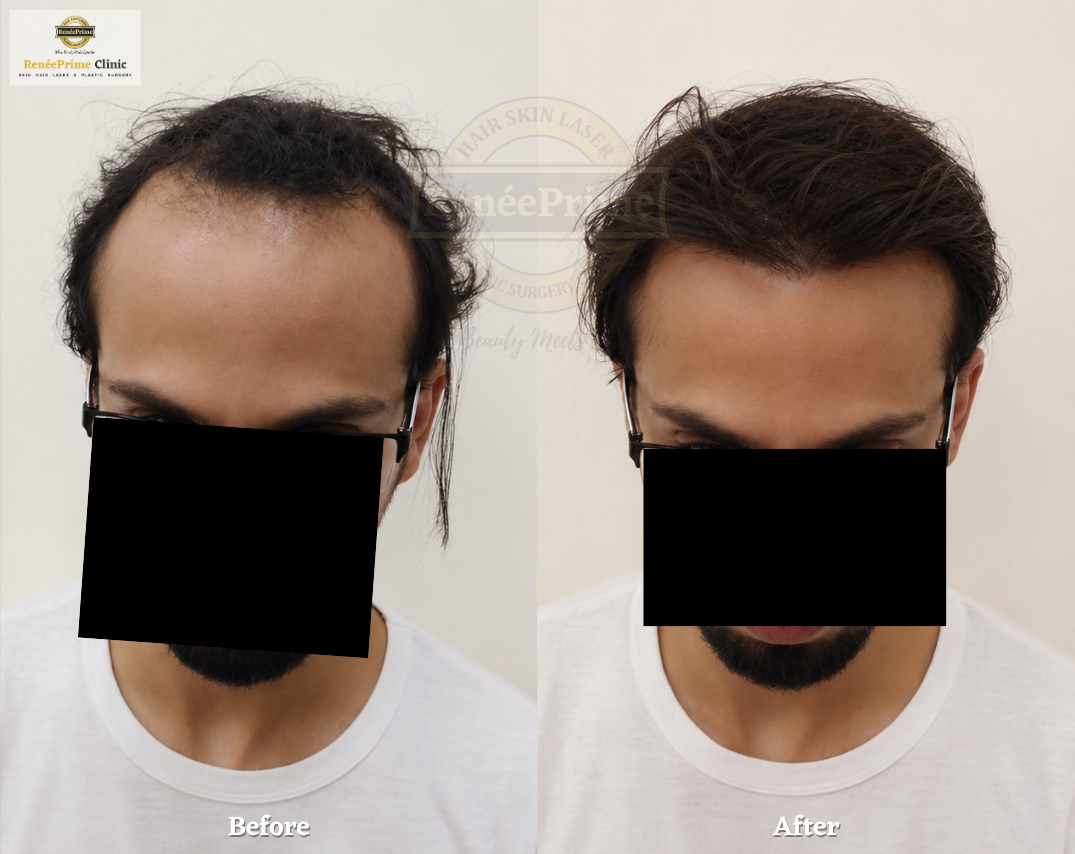 Biofibre Hair Transplant Before and After at ReneePrime Clinic, Mumbai btg
