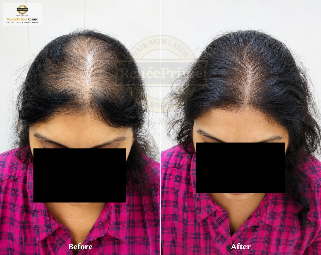 Biofibre Hair Transplant Before and After at ReneePrime Clinic, Mumbai