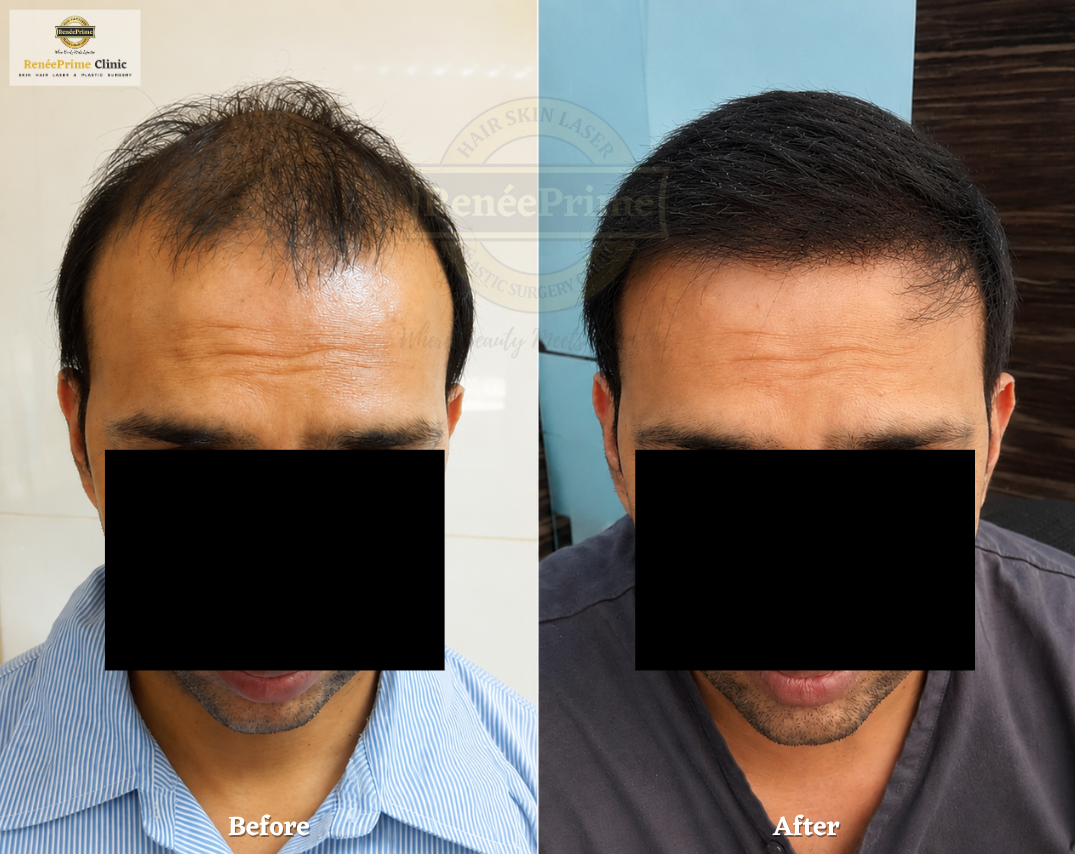 Biofibre Hair Transplant results Before and After at ReneePrime Clinic, Mumbai