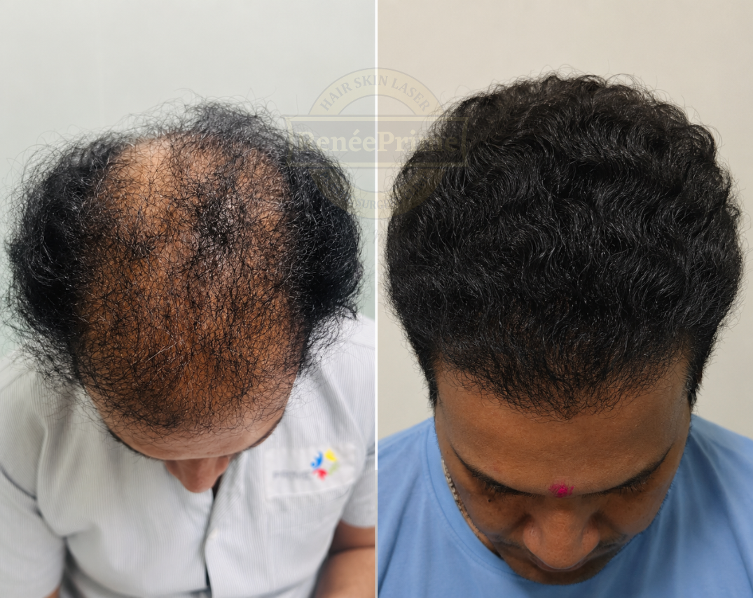 Hair loss treatment before and after at ReneePrime Clinic Mumbai by Dr Sulochana Khogare GFC & PRP