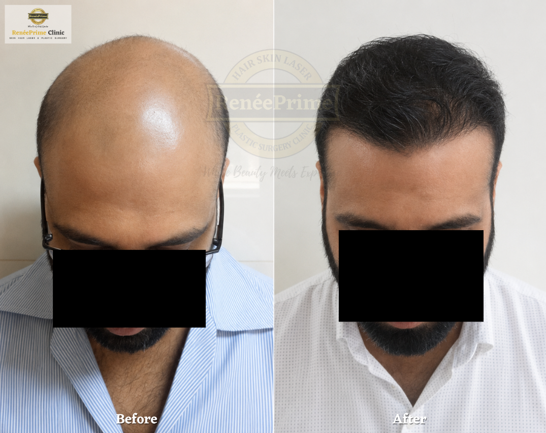 Hair Transplant before and after results at Reneeprime Clinic, Mumbai by Dr Sulochana Khogare
